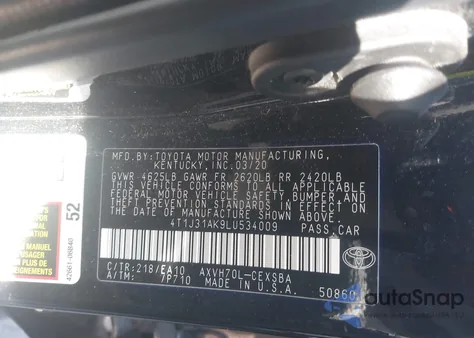 2020 Toyota Camry Hybrid Se from USA, damaged, VIN 4T1J31AK9LU534009